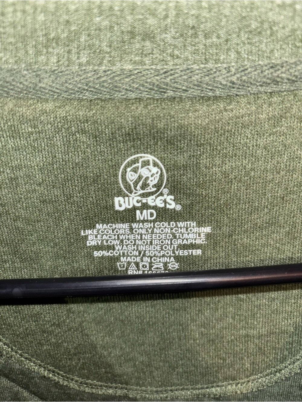 Quilted Crewneck Sweatshirt in Olive Green - Picture 3 of 4